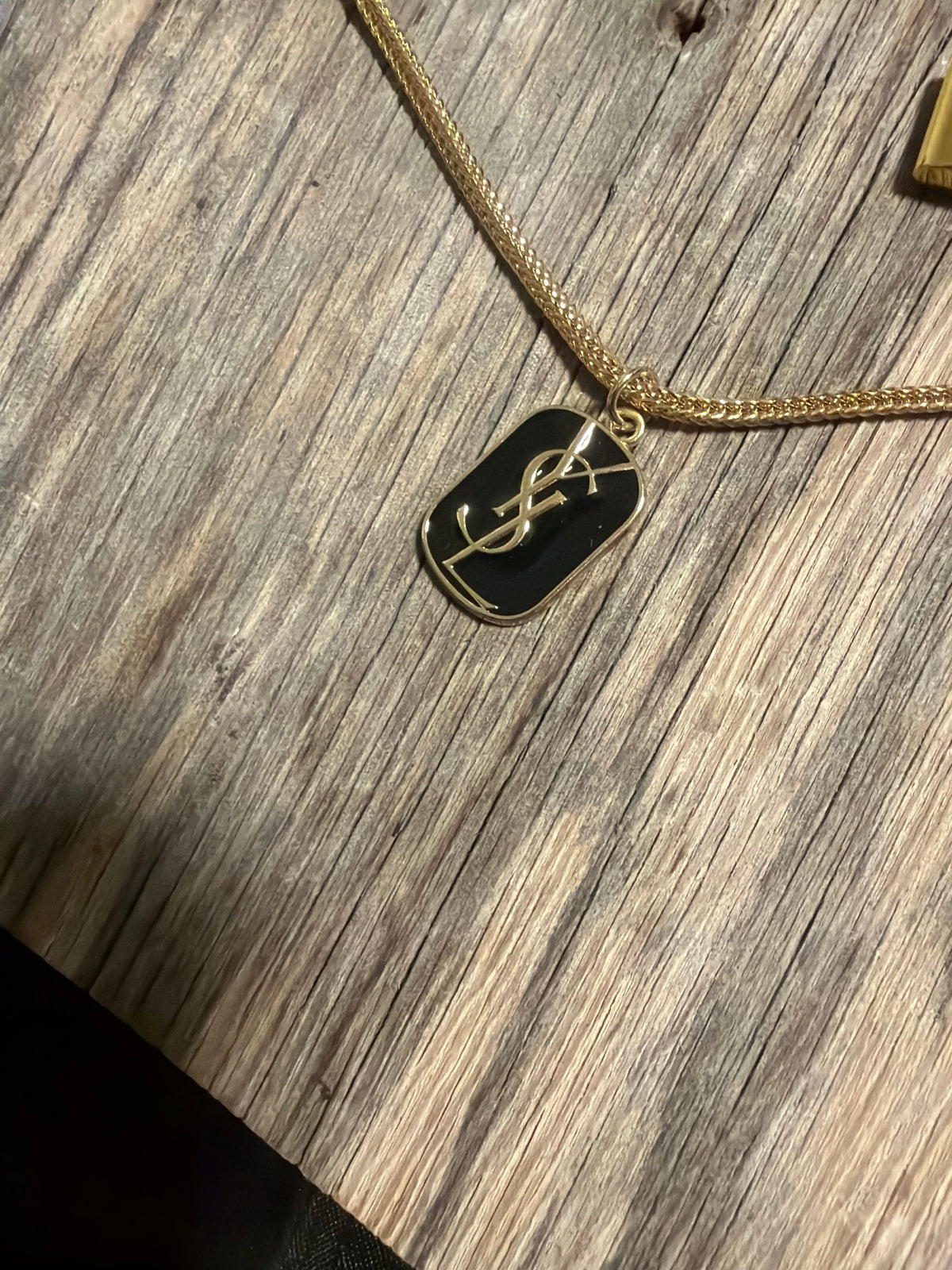 Upcycled Black YSL Necklace