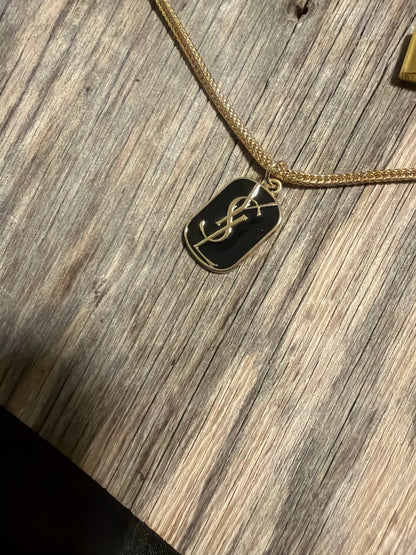 Upcycled Black YSL Necklace