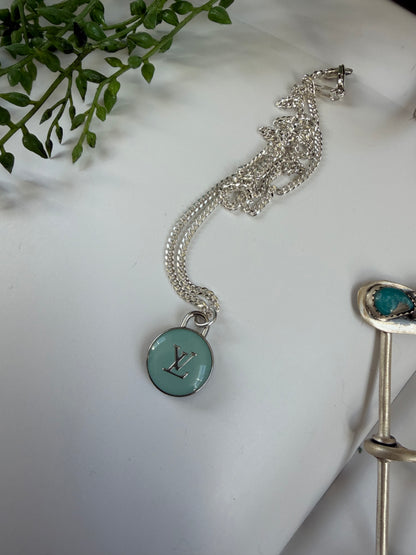 Upcycled Teal/silver Louis Vuitton Necklace